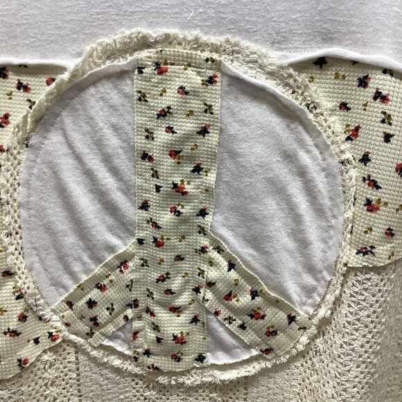 POL TOP PEACE PATCHWORK W/CROCHET IVORY MULTI - Picture 7 of 11